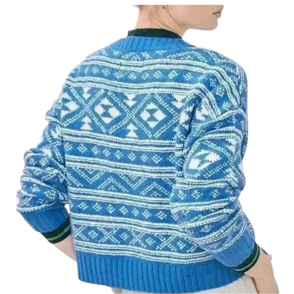 AMERICAN EAGLE Fair Isle Snowdrift Pullover Sweater in Blue/Shite Size XL - Picture 4 of 7